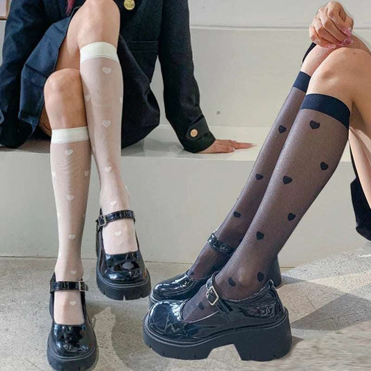 Sheer Heart Knee-High Socks