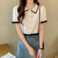 Pearl Pop Collar Knit Top