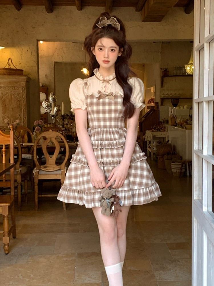 Kawaii Plaid Princess Dress