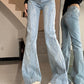 High Waist Spliced Flare Jeans