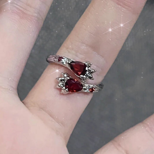 Red Crystal Paw Ring
