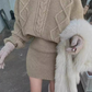Cocoa Days Illusion Cable Knit Dress