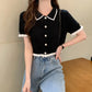 Pearl Pop Collar Knit Top
