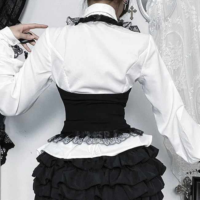 Nocturne Lace-Trim Halter Corset Top