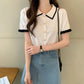 Pearl Pop Collar Knit Top