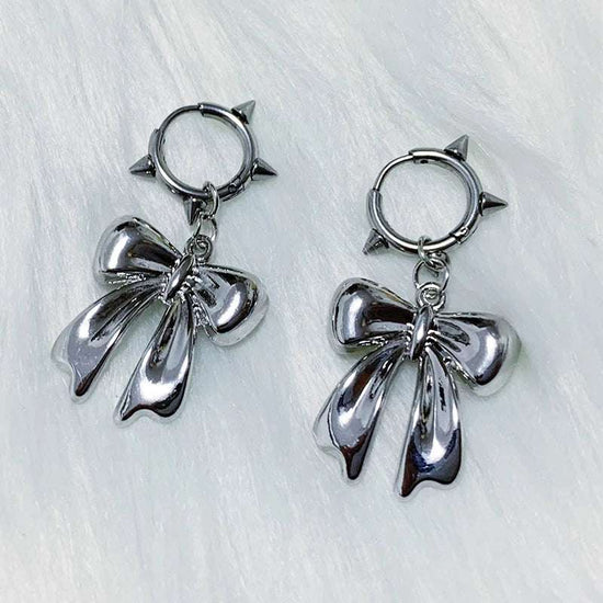 Punk Girly Spiked Bow Earrings