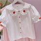 Sweet Strawberry Kawaii Embroidered Blouse