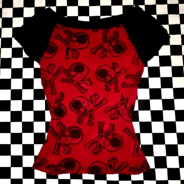 Gothic Skull Print Crop Top