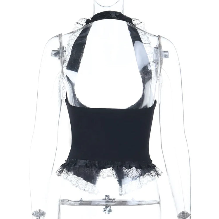 Nocturne Lace-Trim Halter Corset Top