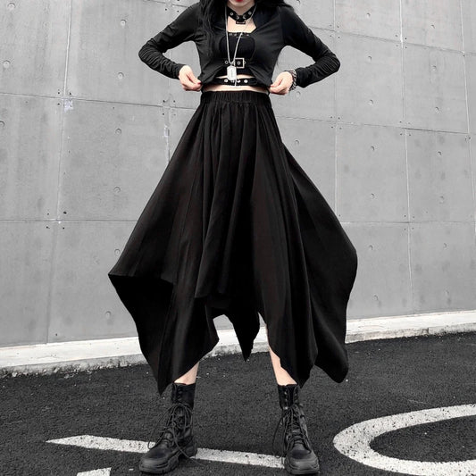 Eclipsed Edge Asymmetrical Midi Skirt – Local Stock