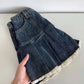 Lace Trim Pleated Denim Mini Skort