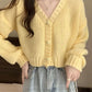 Button-up V-Neck Knit Cardigan