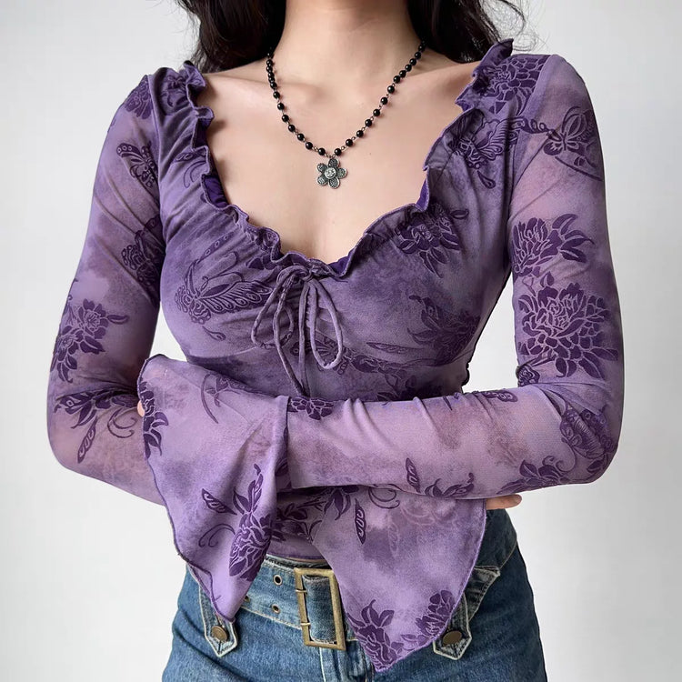 Midnight Violet Mesh Top – Local Stock