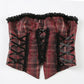 Dark Allure Strapless Lace-Up Plaid Corset
