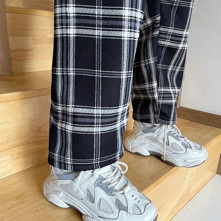 Fleece-Lined Plaid Pants
