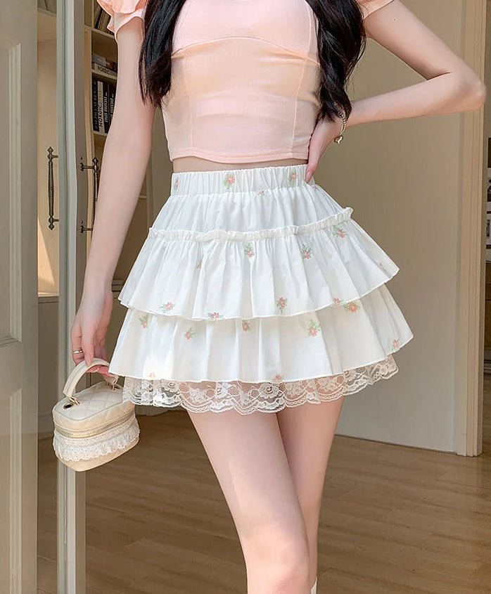 Daisy Daydream Lace Tiered Skort
