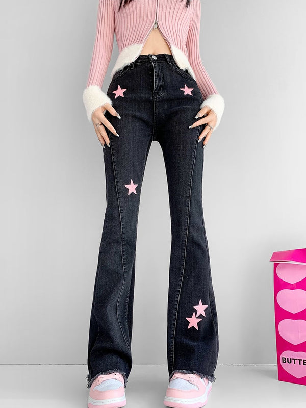 Pink Star Flared Jeans