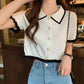 Pearl Pop Collar Knit Top