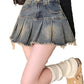 Distressed Pleated Denim Skort