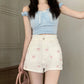 Pretty Bow Embroidered Jean Shorts