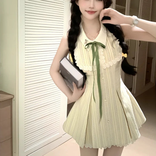 Green Ribbon Candy Delight Mini Dress