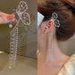 Crystal Butterfly Cuff Tassel Earrings