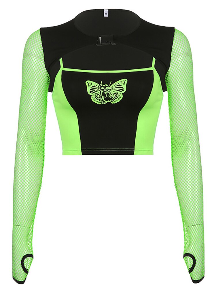 Cybergoth Butterfly Kitty Two-Piece Crop Top