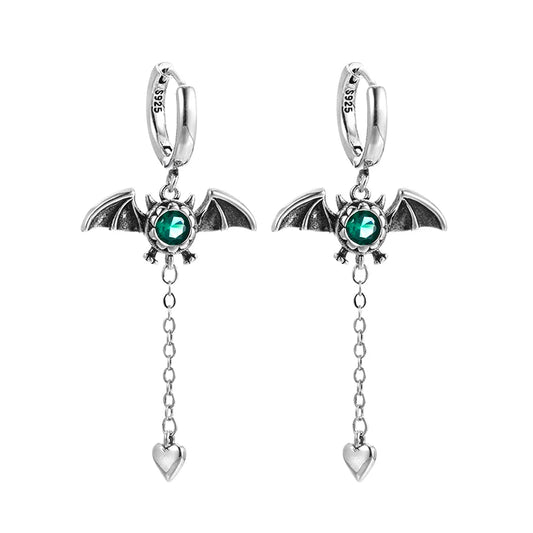 Pretty Dark Crystal Bat Earrings