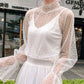 Dotted Whispers High-Neck Lace Blouse – Local Stock