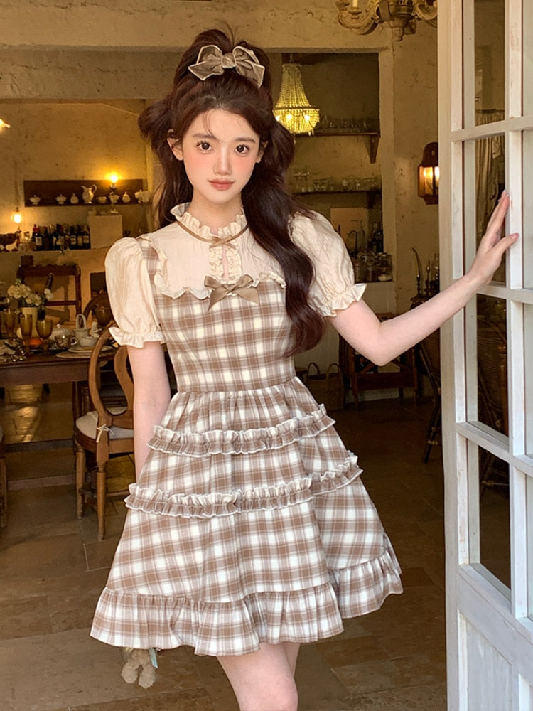 Kawaii Plaid Princess Dress