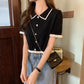 Pearl Pop Collar Knit Top