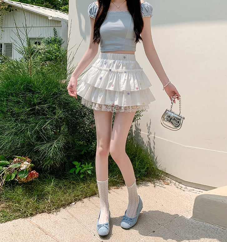 Daisy Daydream Lace Tiered Skort
