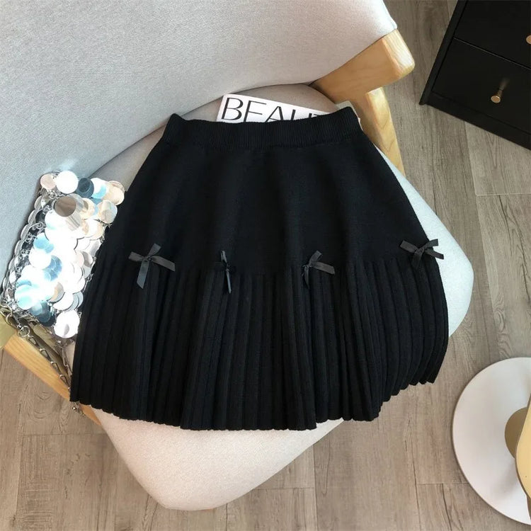 Ballet Bow Knit Pleated Skirt – Local Stock