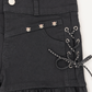Detailed view of Two Moody Originals: Pretty Dangerous Shorts featuring studded ribbon side lacing, metal grommets, and skull embellishments.