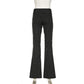 Back view of Y2K Business Chic Trousers laid flat on mannequin, showcasing tailored cut and pinstripe detail.
