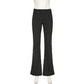 Frontal mannequin view of Y2K Business Chic Trousers featuring low-rise fit and clean pinstripes.