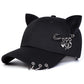 Angled front view of the black All-Star Kitty Baseball Cap.