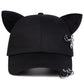 Front view of the black All-Star Kitty Baseball Cap, highlighting the plush cat ears.