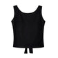 Front view of the Backstage Bow Backless Tank in black.