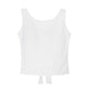 Front view of the Backstage Bow Backless Tank in white.