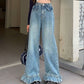 Cute Ruffle Wide Leg Jeans