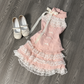 Angled flat lay of the Blushing Belle Skort Set.