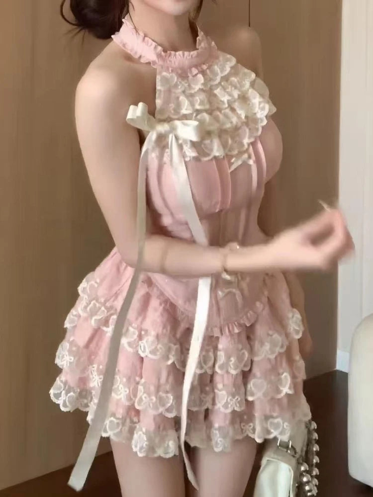 Three-quarter view of the Blushing Belle Skort Set worn by a model.