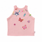 Dusty pink Charm Collector Tank shown in a front flat lay with colorful butterfly, star, animal, and button embellishments.