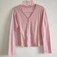 Cloudy Daydream Cardigan in pastel pink, lightweight and airy.