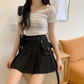 Gothic Streetwear Pleated Skort with Belt