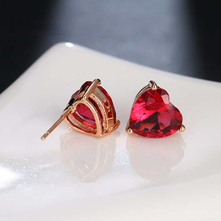 Red Jewel Heart Earrings