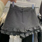 Frill Rush Layered Shorts in gray with structured fabric and layered ruffle detail