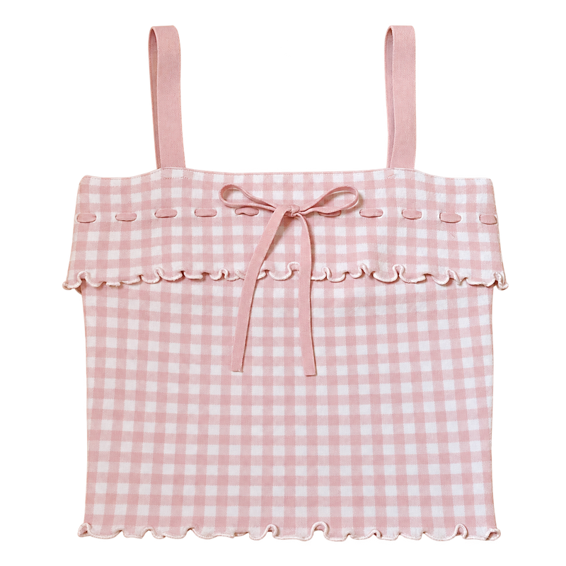 Pretty Bow Gingham Crop Top