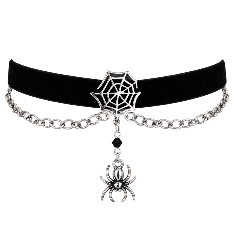 Black Velvet Spider Web Choker